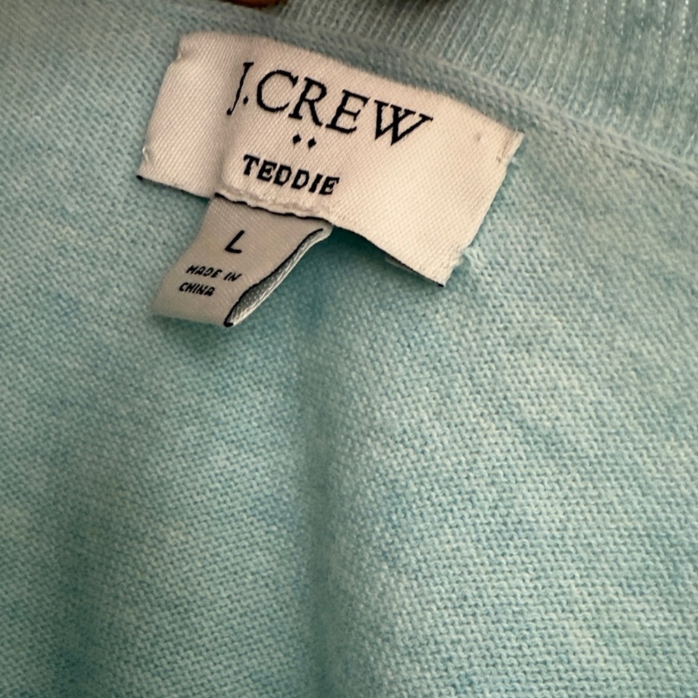 J Crew Blue Long Sleeve Teddie Sweater - Picture 2 of 2